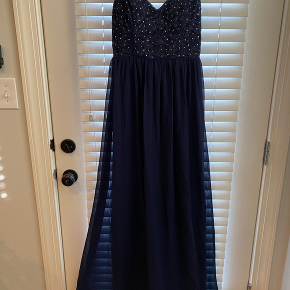 Navy blue floor length semi-formal/formal dress, size 13 (Never Worn) - Picture 6 of 11